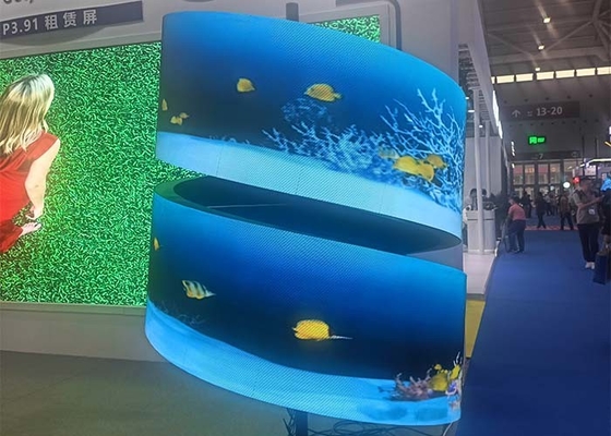 Layar Led Penuh Warna Silinder Dalam Ruangan Ringan Untuk Pusat Perbelanjaan